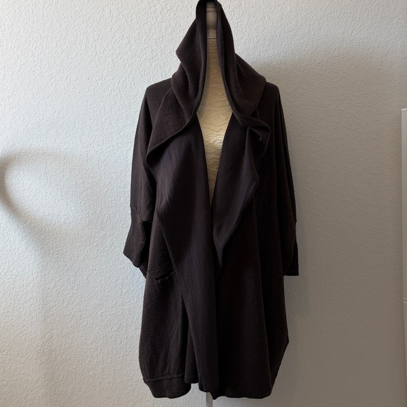 Pete & Greta by Johnny Was Dark Brown Lagenlook Open Front Cardigan Boho Small - Picture 5 of 14